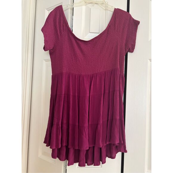 Torrid Smocked and Gauze Low Shoulder Top - Picture 4 of 5